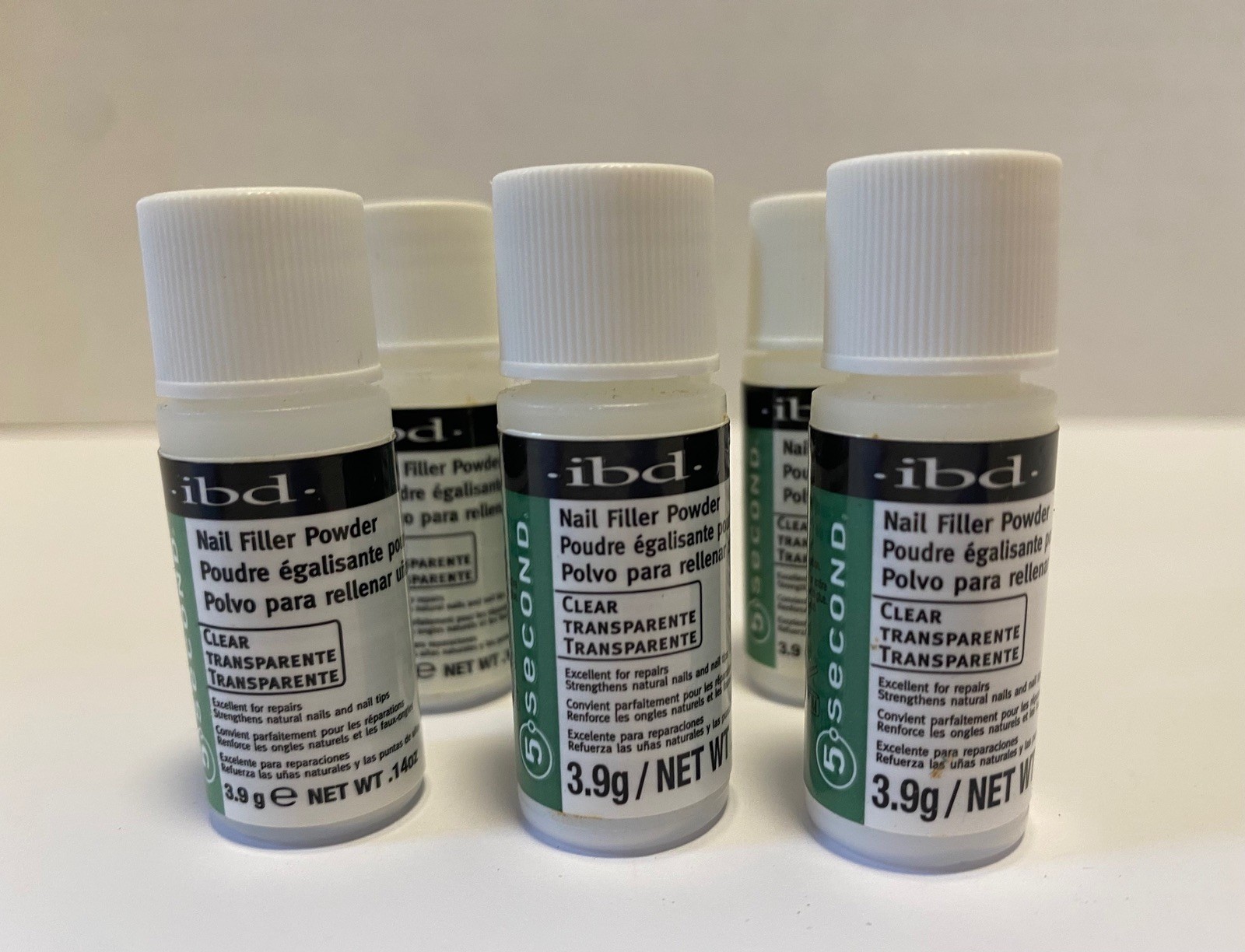 IBD 5 Second Nail Filler Powder Lot of 6 NEW without Box Clear
