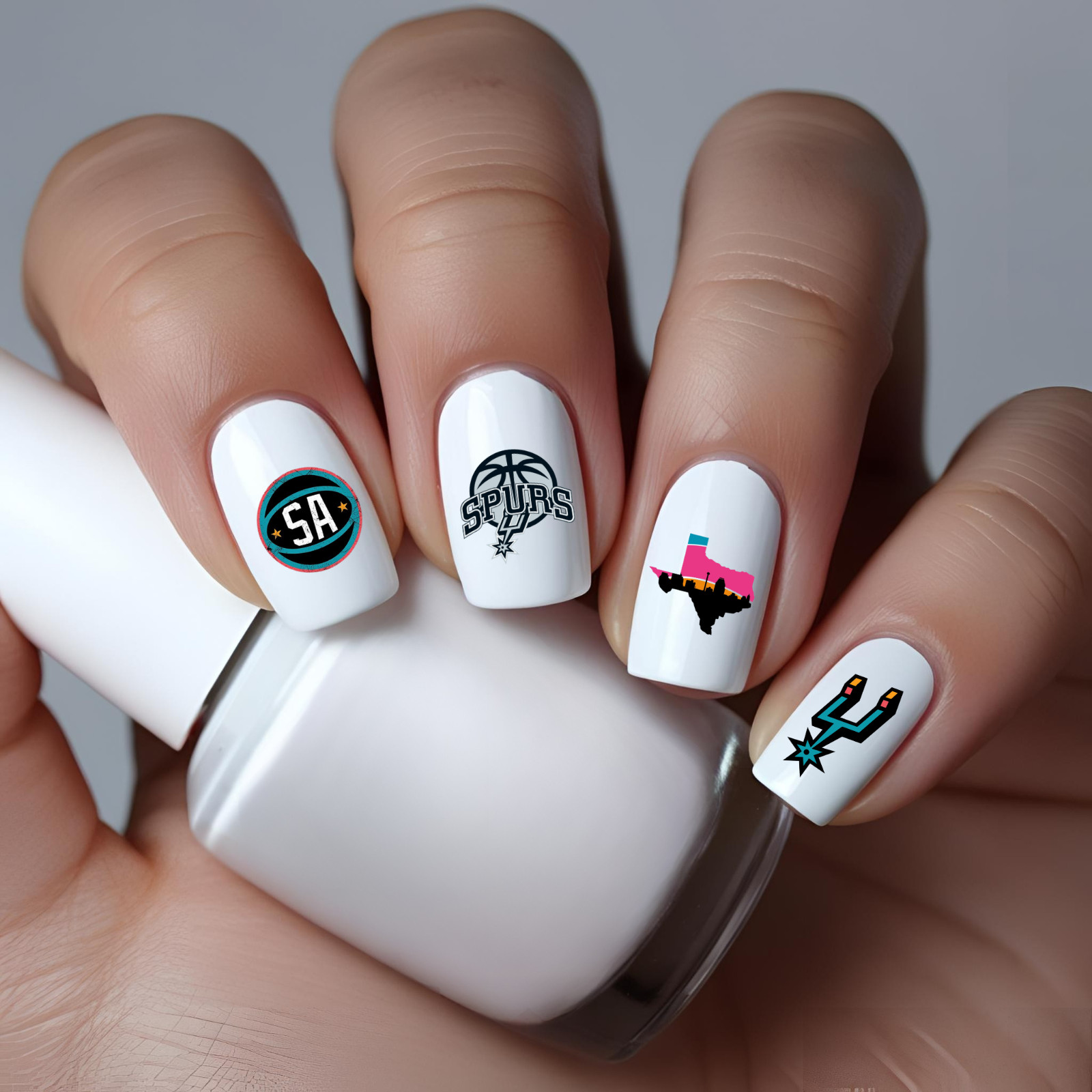 San Antonio Spurs Basketball Nail Decals Water Transfer Nail Art BB-1002