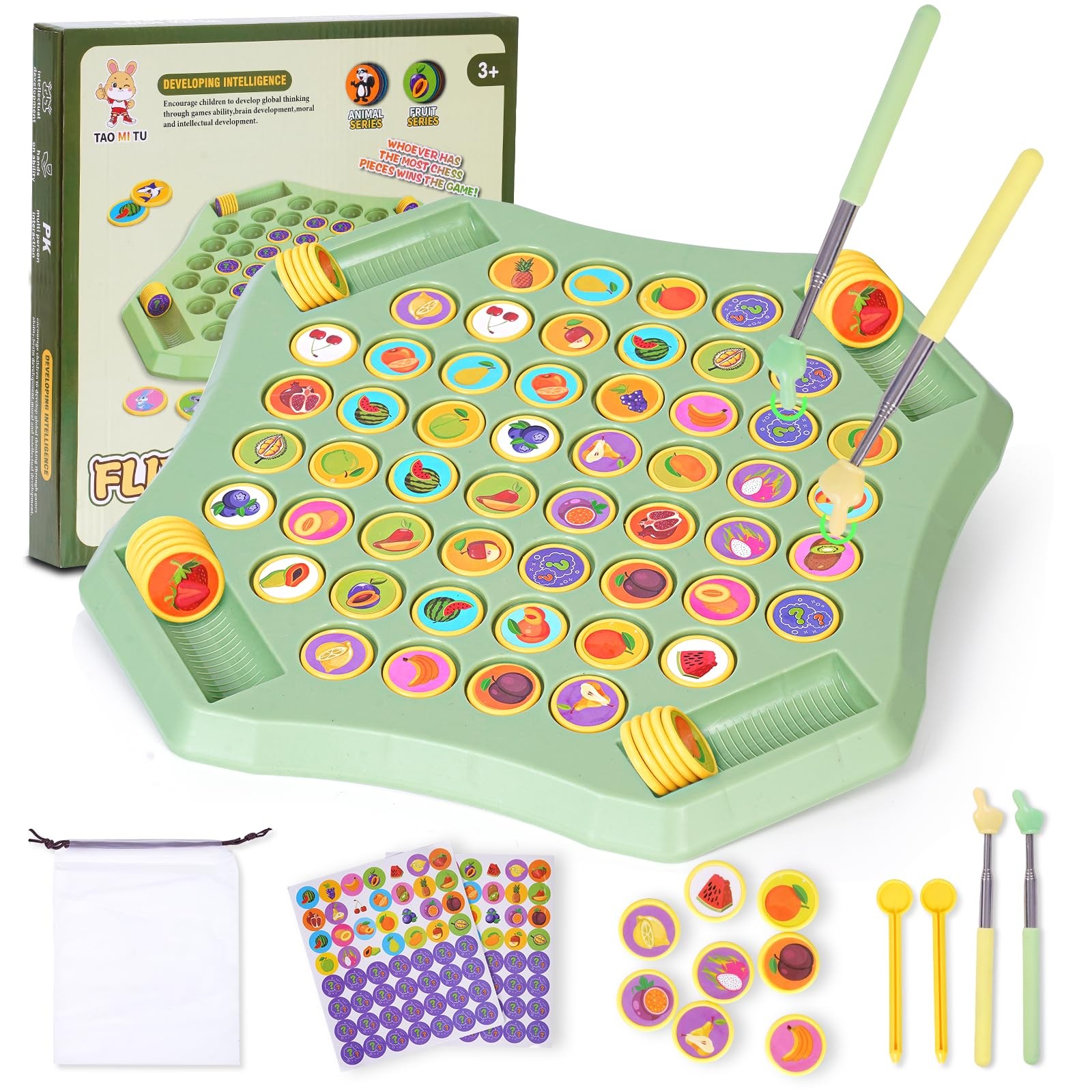 Gencokok 54PCS Fruit Flip Chess Memory 107.57 square inches, L-fruit