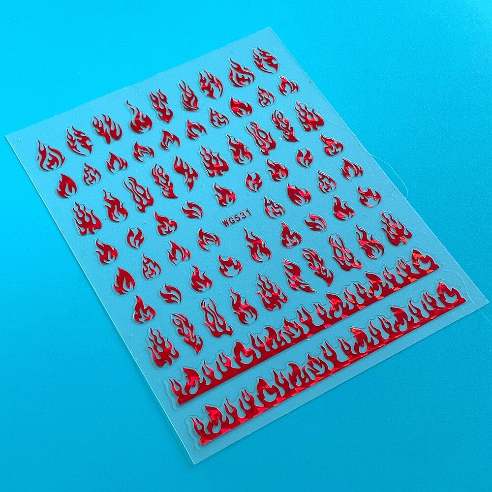 Fire Flame Nail Sticker 5 Colors Nail Decals
