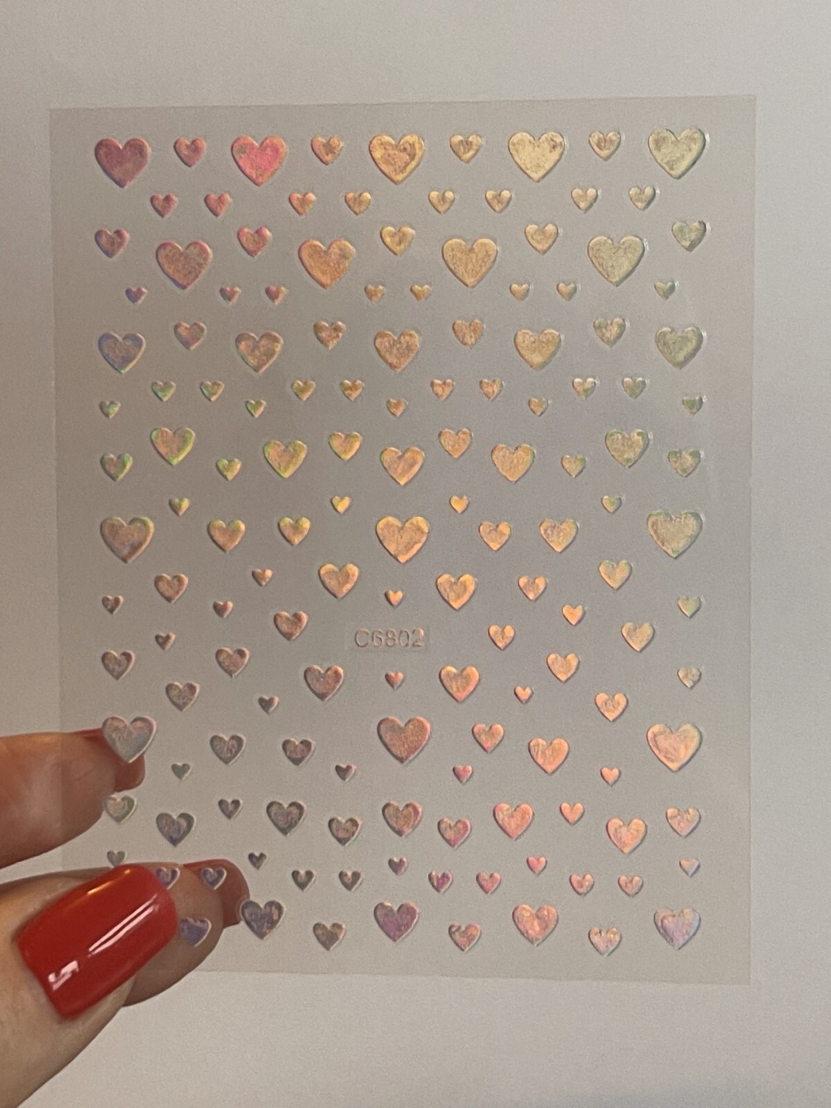 Heart Nail Art Stickers Valentine’s Day Decals Metallic Silver Holo Love Star