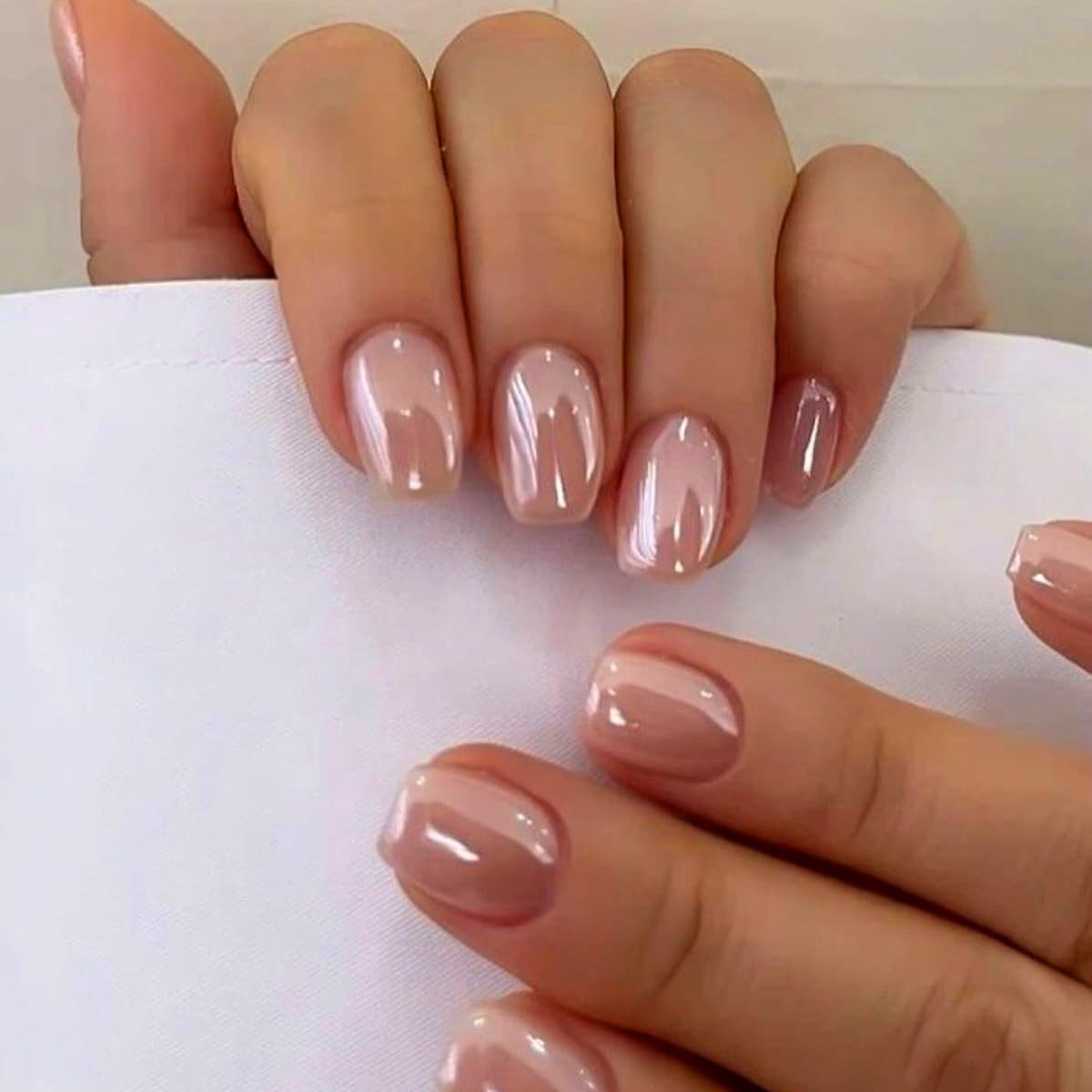 Nude Press On Nails Short – KQueenest 0.04 Fl Oz (Pack of 24), square peach