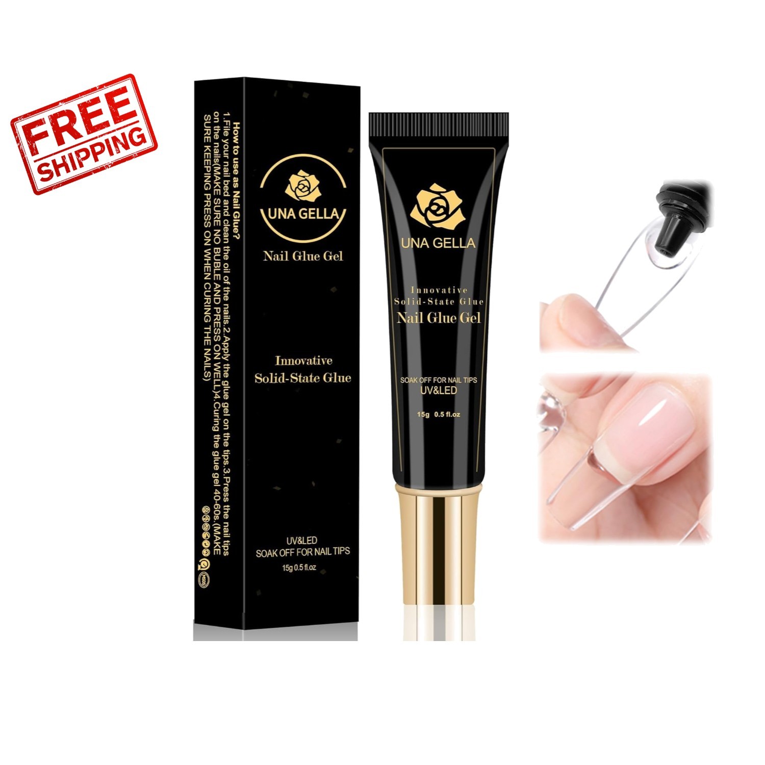 Low Odor Solid Nail Glue Gel – 15ml, Safe for Natural Nails & Easy Application