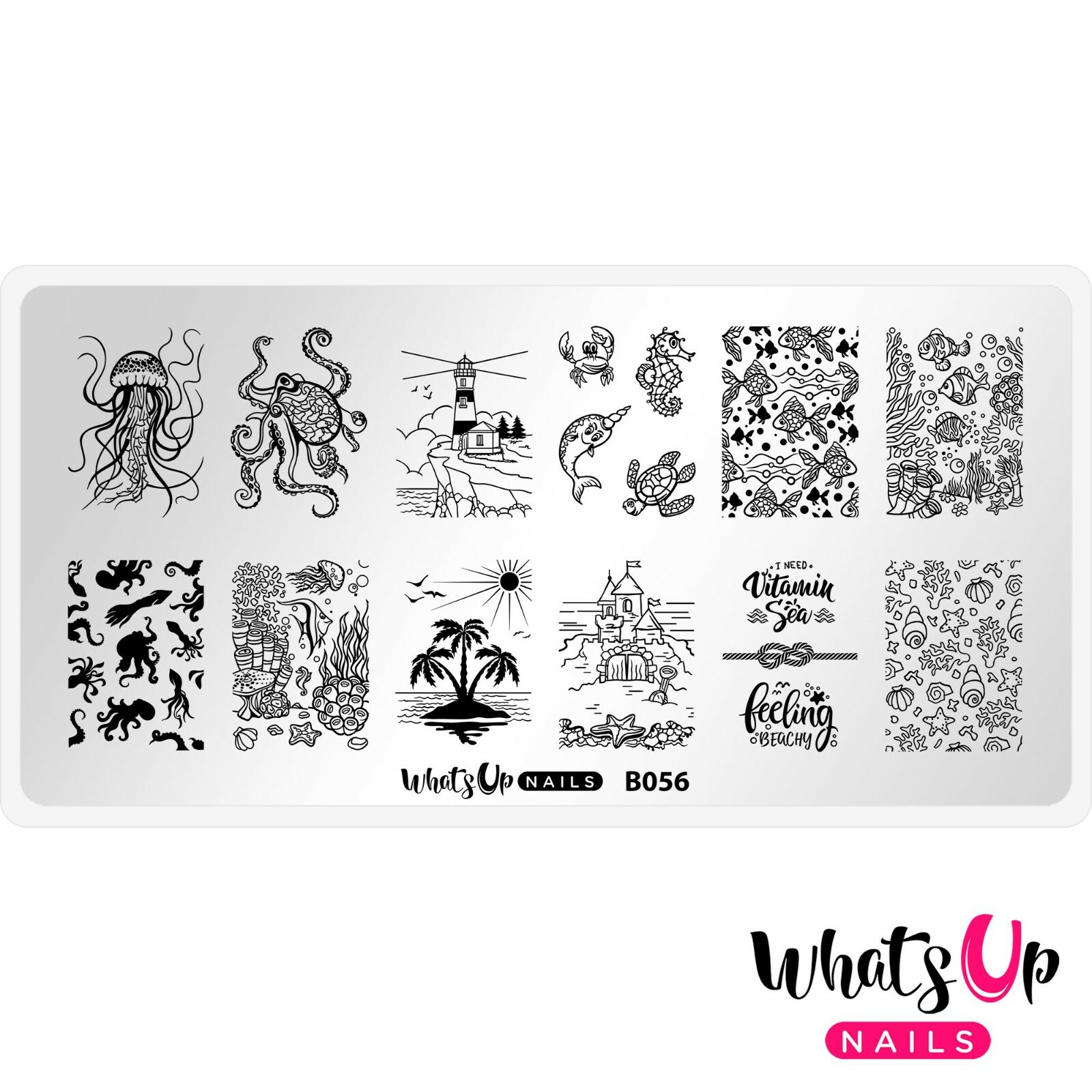 B056 Coasting to the Sea Stamping Plate For Stamped Nail Art Design
