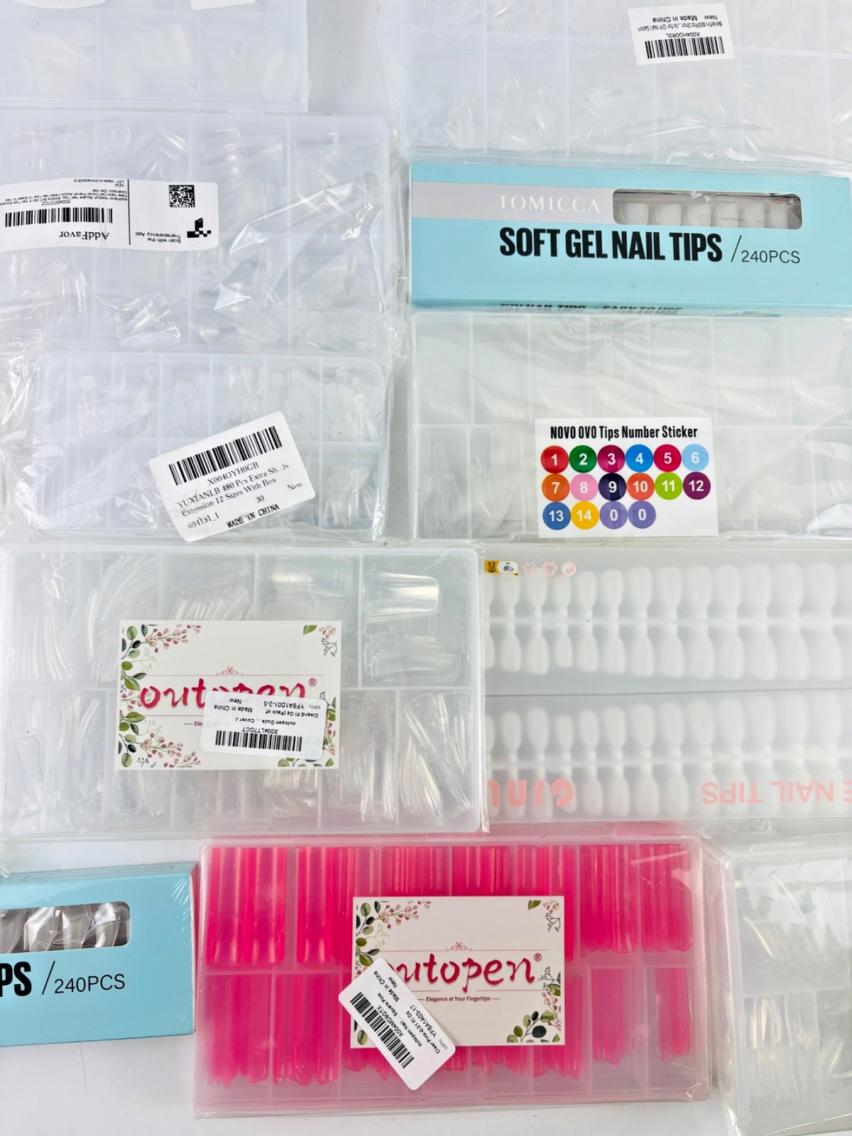 Mixed Gel Nails/Tips/Nail Forms Variety Of Shapes&Lengths Lot Of 20 Packs