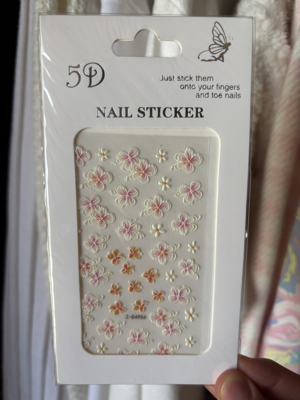 Nail Stickers | 2 Sheets | 3D Summer Pink & Orange Hawaiian Flowers & Daisies