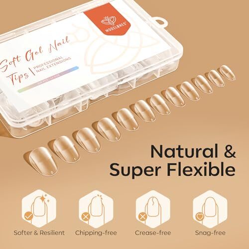 Short Oval Nail Tips, Pre-shaped Round Full Cover Fake Nails A8-Short Oval