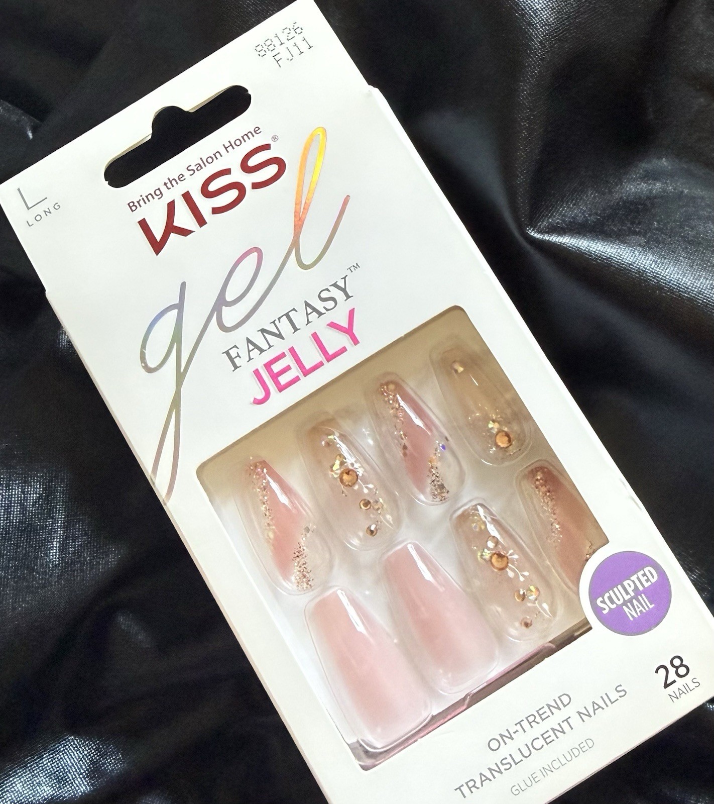Kiss Press On Nails, Salon Quality Pink Gel Fantasy Jelly~Includes Free Gifts💝
