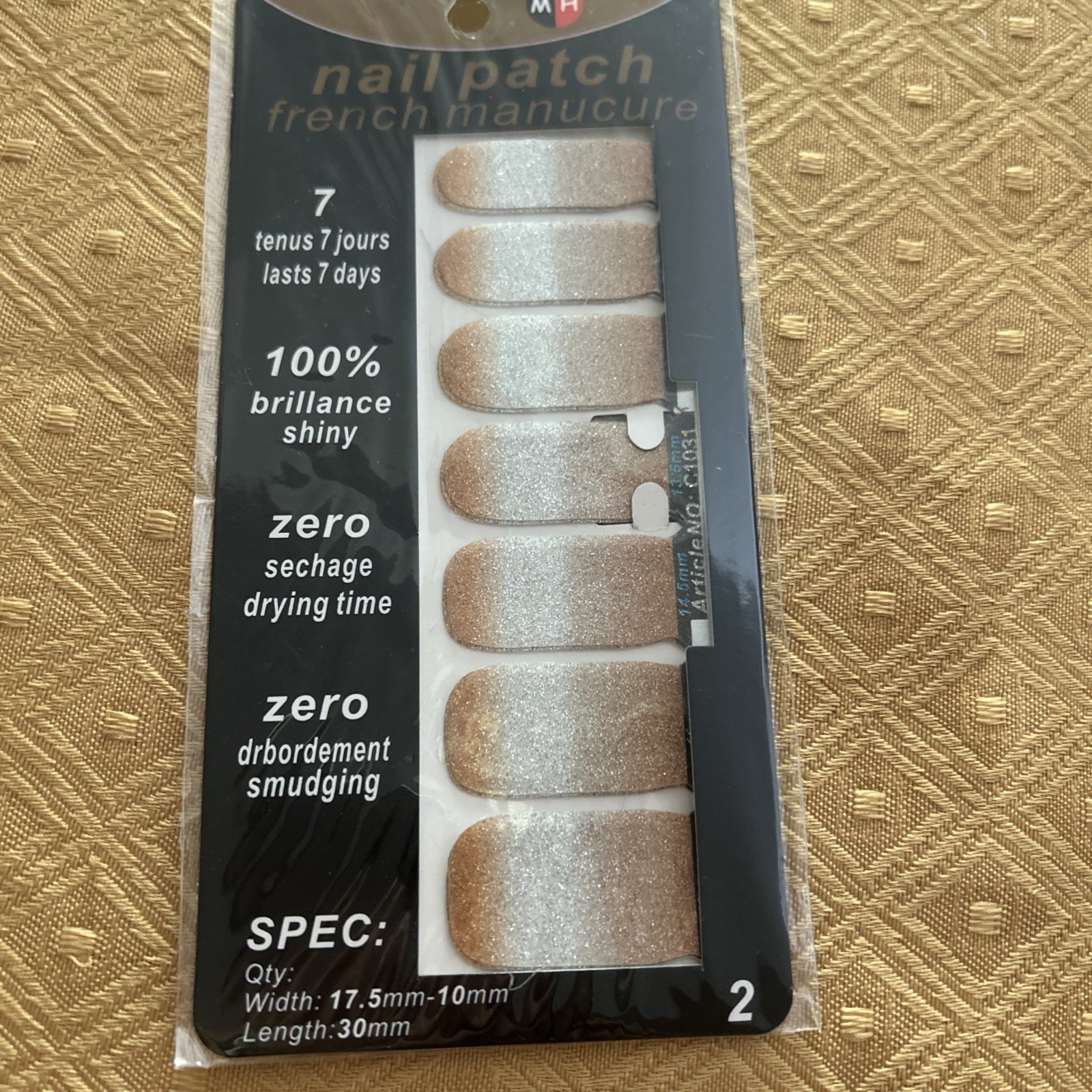 11 Pack Nail Patch French Manicure Stickers Glitter Nail Polish Strips