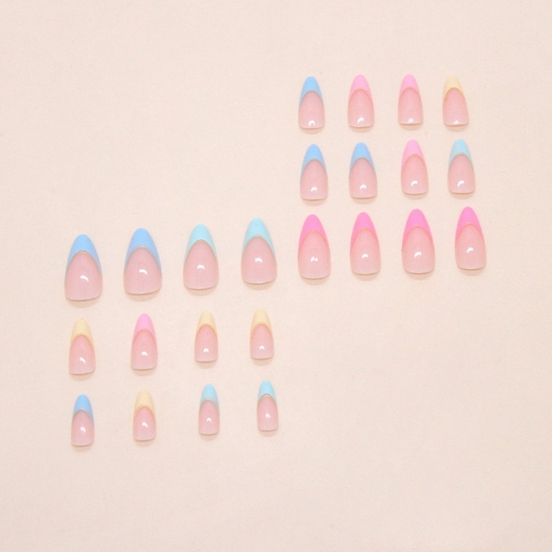 24 Colorful Artificial Nail Plastic Manicure Set For Parties Event Daily Styles