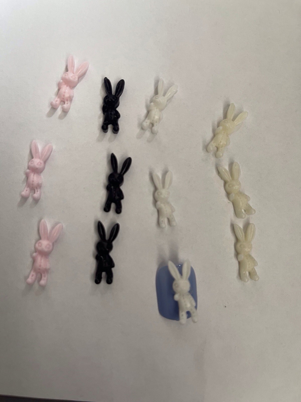12 PCs Rabbit Colorful Kawaii Nail Charms