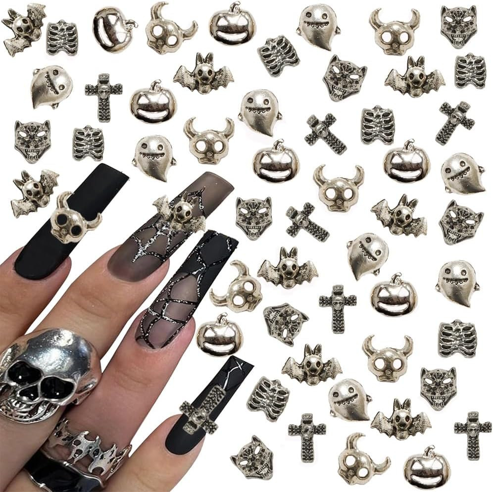 Metal Nail Studs Art – Punk Nail Studs Charms – 3D Gothic Nail Charms Studs, Con