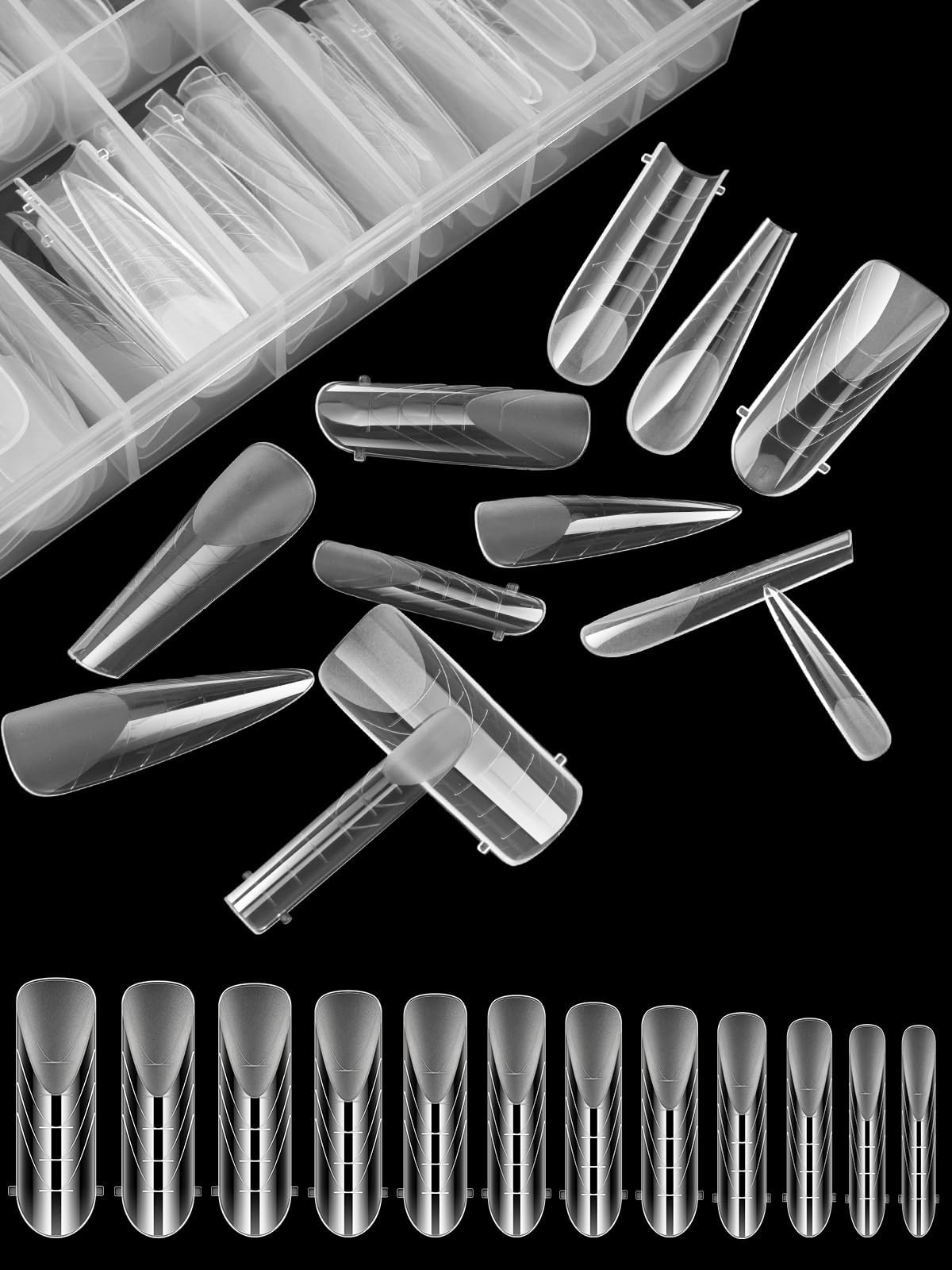 EBANKU 96PCS Clear Dual Nail Forms System Full Cover Nail Mold Tips Acrylic Nail