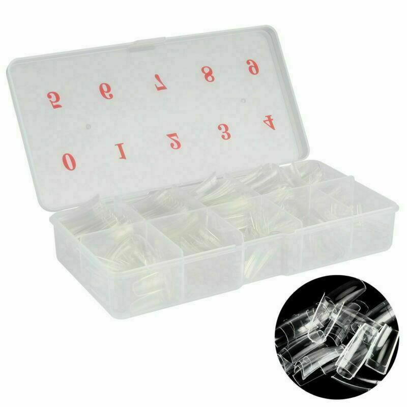 500-1000Pcs Set Coffin Nail Tips Long Square French Fake False Nails Transparent