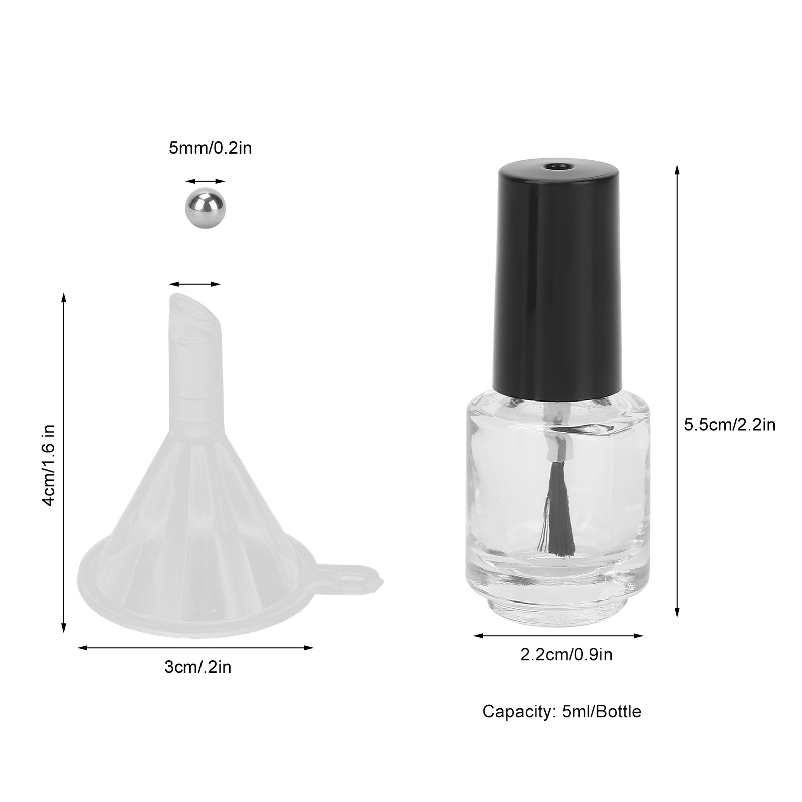 10pcs Empty Nail Polish Bottle With Brush Cap For DIY Use Excellent