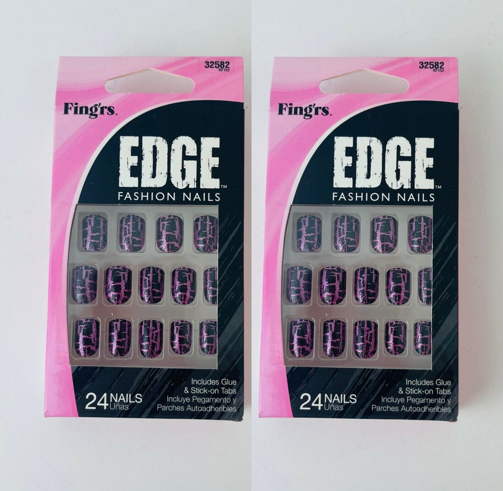Set of 2 Fing’rs Edge Fashion Nails Includes Glue & Stick-On Tabs 24 Nails-32582