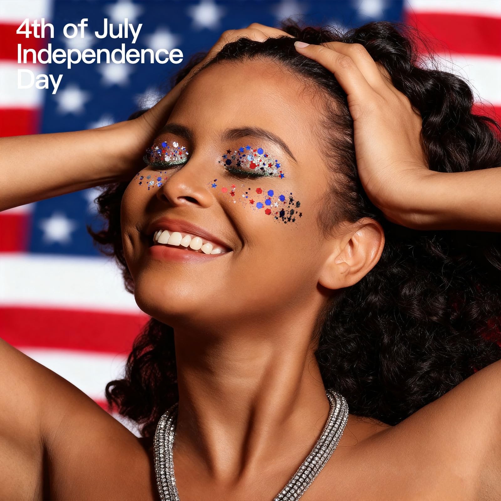 80g Red White and Blue Body Glitter Face Glitter Gel, 4th of July Accessories…
