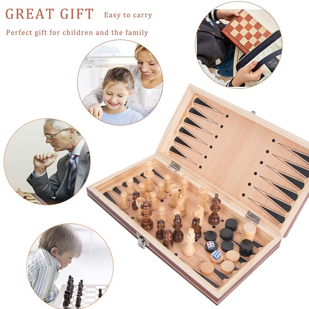 Luoyer 3-in-1 Chess Set Include Checkers 11.4 inches x