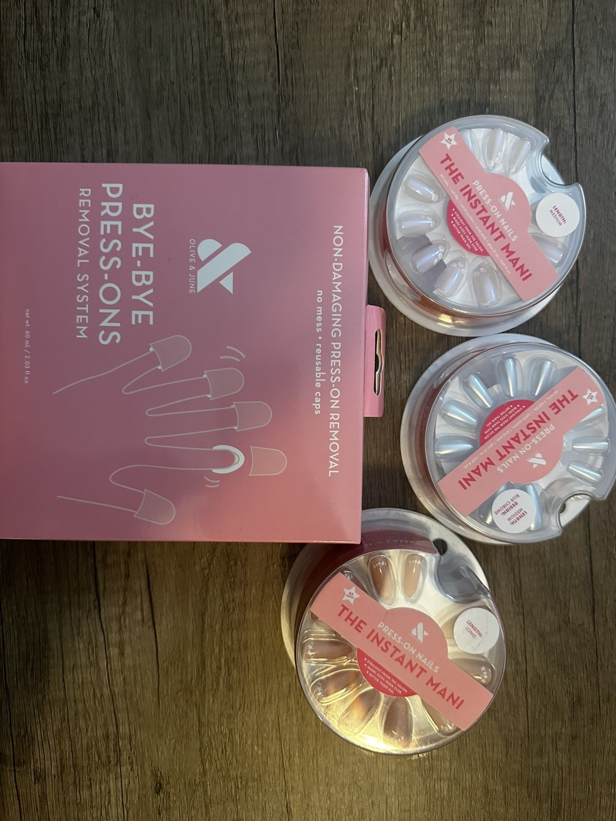 Olive & June Instant Mani Press‑On Nail Sets+ Bye‑Bye Removal System – Lot 4 NIB