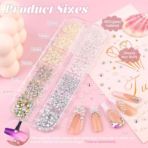 10000Pcs Colorful Nail 01 Colorful Rhinestones and Pearls Nail Beads