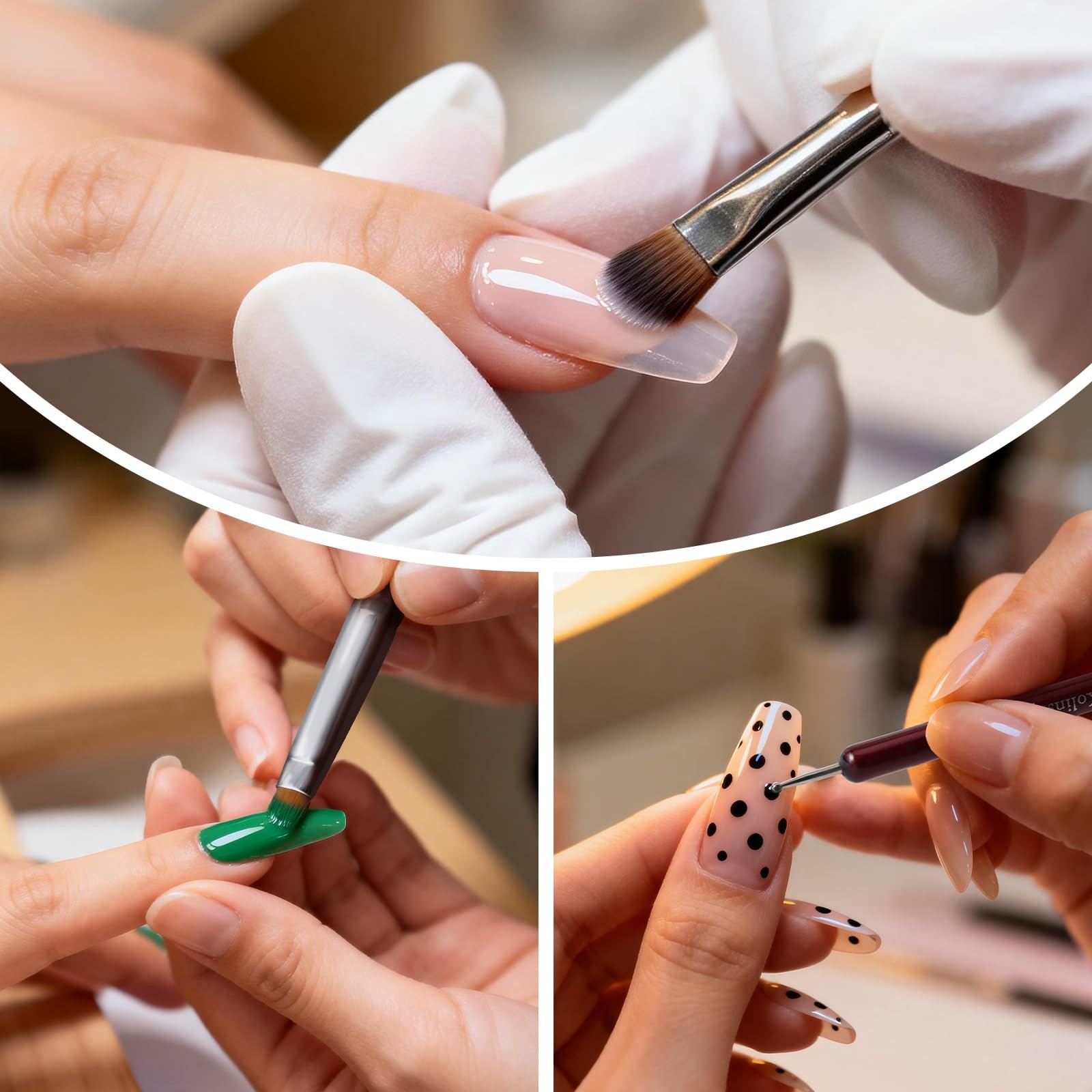 4-Piece Dual Ended French Tip Nail Brush Set, Acrylic Art Tools, Cuticle Design