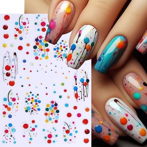 6 Sheets Christmas Balloons Nail Art Stickers Colorful Polka Dot french balloon