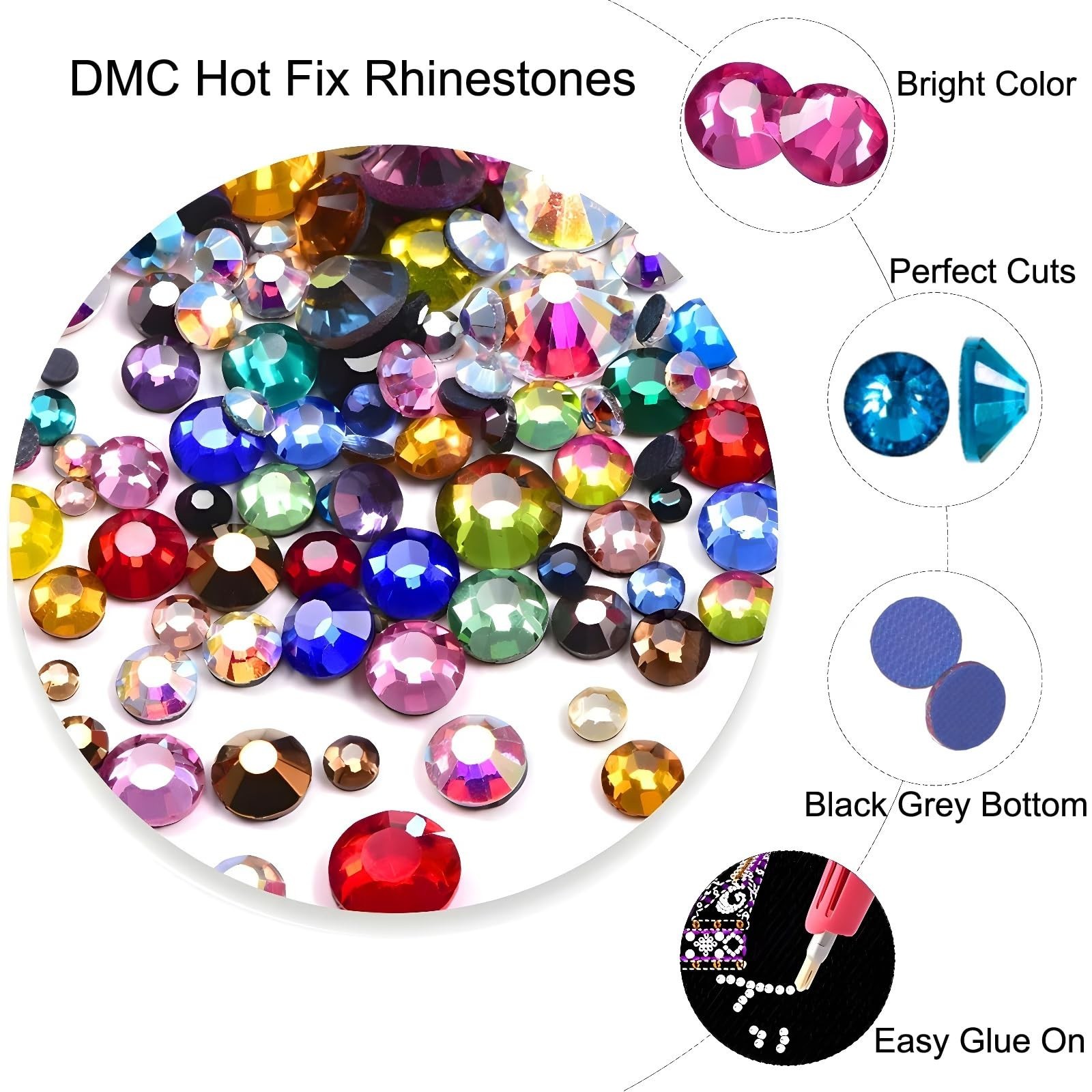 Hotfix Rhinestones Flatback Glass Rhinestone 1440PCS SS16 3.7-3.9MM Round Gem…