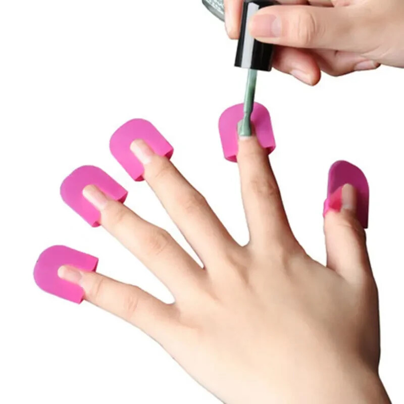 U Curve Shape Nail Protector Hot Pink Reusable Nail Art Tool 26 Pieces 10 Sizes
