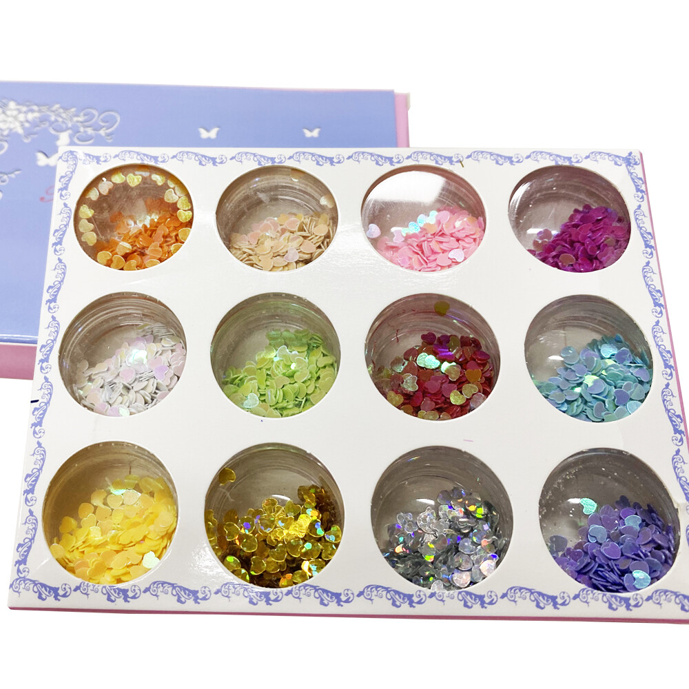 12 Color Nail Art Glitter Sparkle Sequins Holographic Metallic Flakes Nail Decor