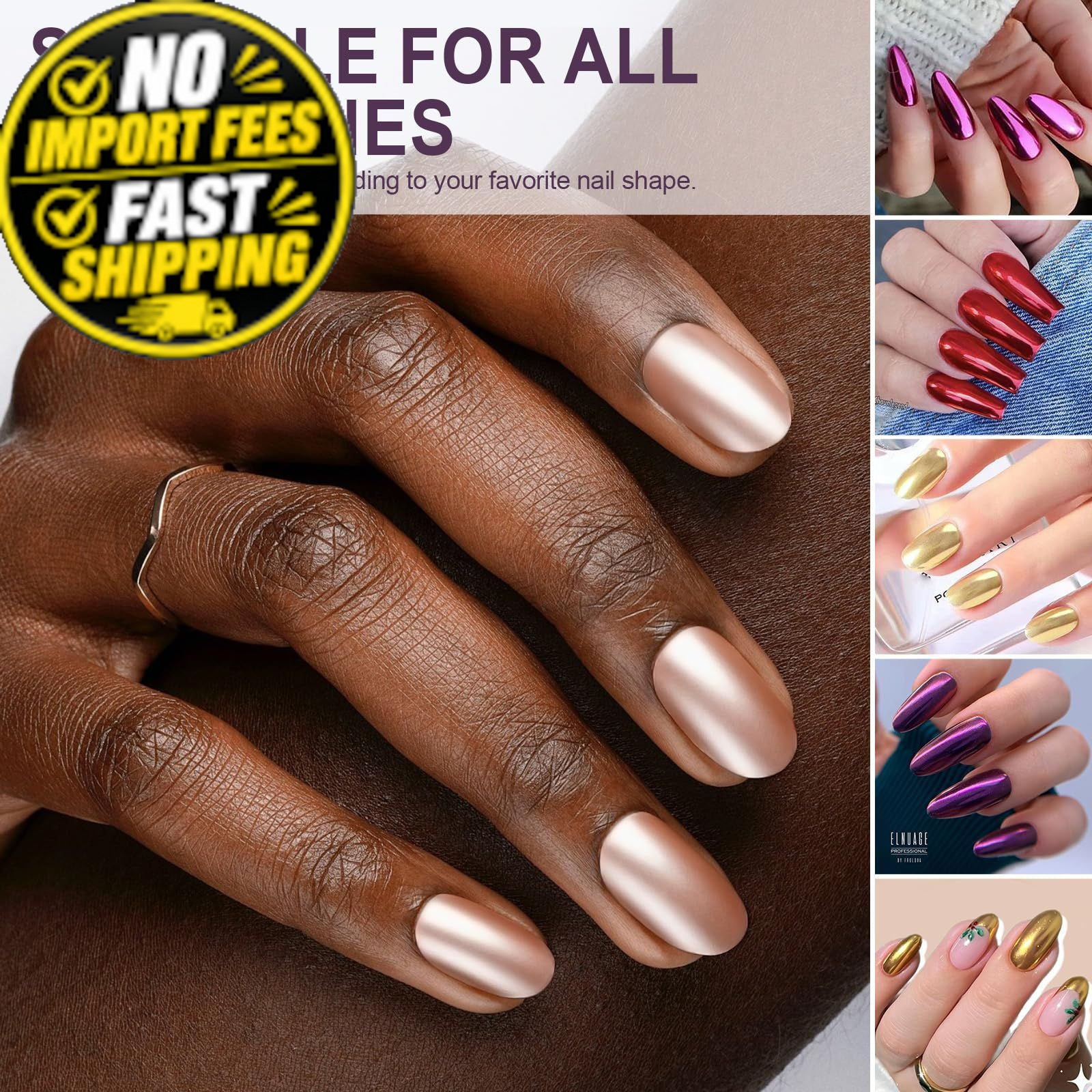 Artdone 16 Jars Chrome Nail Pearl Powder Silver and Gold 16 pcs colorful