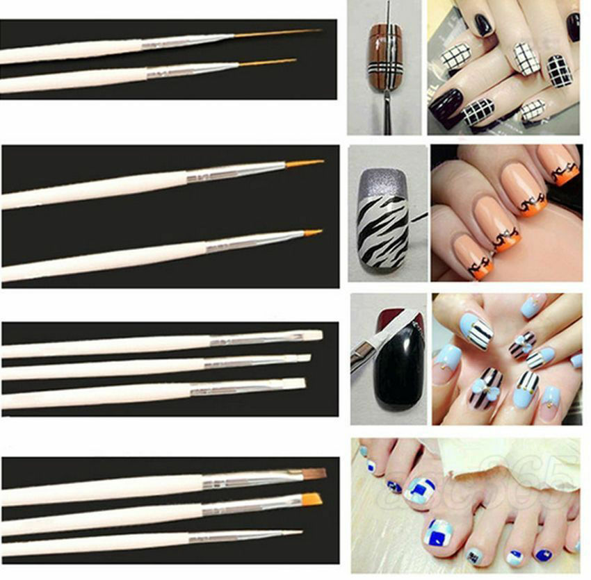 15PCS Nail Pens UV Gel Design Painting Art Brush Set Salon Manicure DIY Tool US