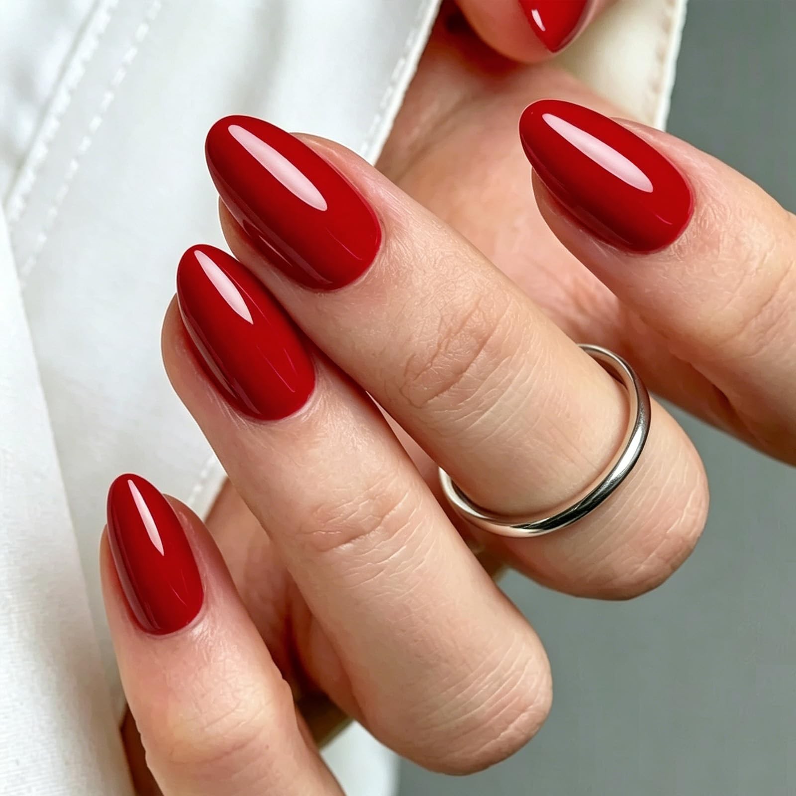 Modelones Red Press on Nails Almond, Spring Short Almond Fake Nails, Nail Kit…