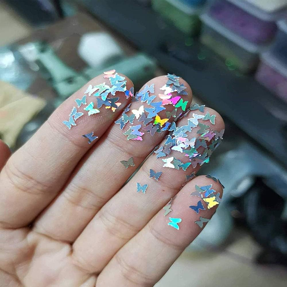 24 Color/Set 3D Butterfly Nail Glitter Sequins, Laser Butterfly Nail Sequin Fla
