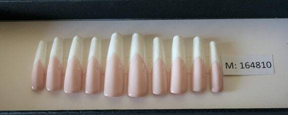 French Tip Nails + Custom Box | Extra Long Ballerina Nail | Medium or Large