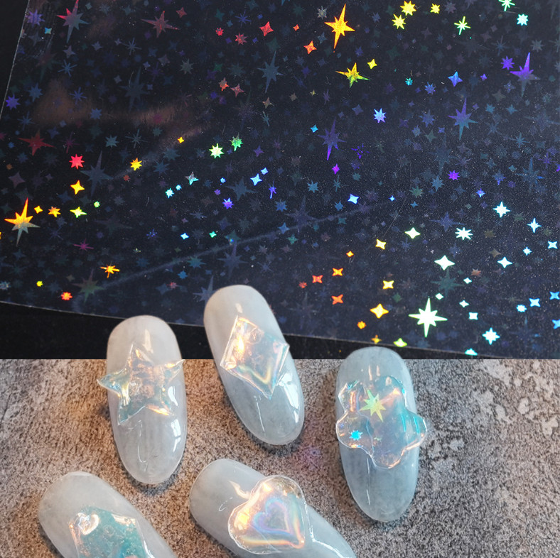 Aurora Laser Heart Star Snowflake 3D Nail Art Stickers Holographic Decals NS28