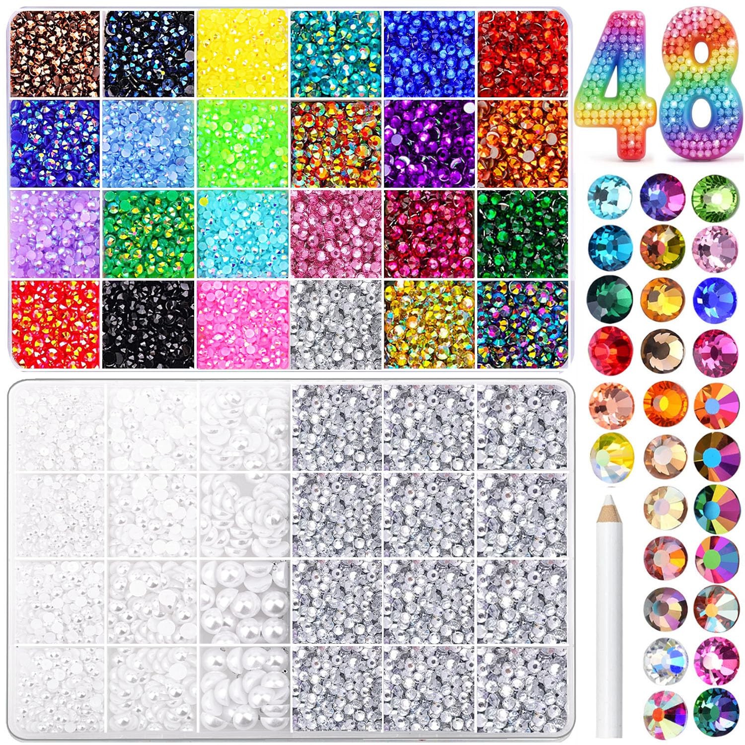 40000Pcs Gems for Crafting,Resin Jelly Rhinestones,24 Color 3mm Flatback Gems…
