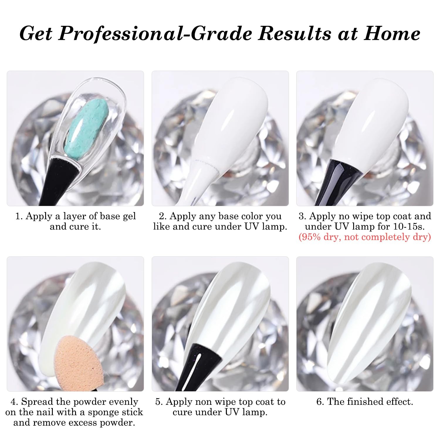 Magic White Chrome Nail Powder Super Glossy Mirror Effect