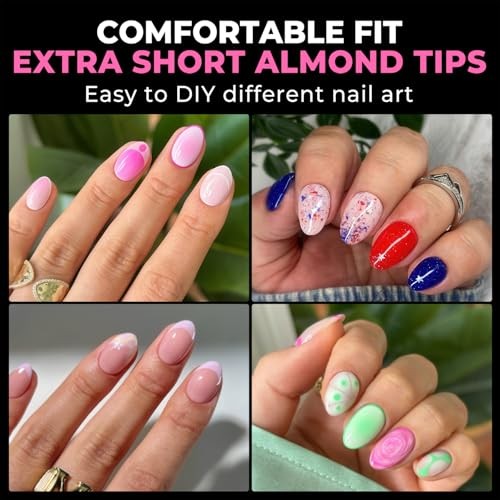 Full Cover 216pcs of Extra Short Almond Nail Tips