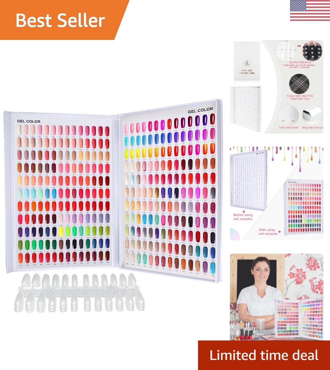 308 Nail Color Chart Display, UV Gel Polish Book Nail Painting Practice Desig…
