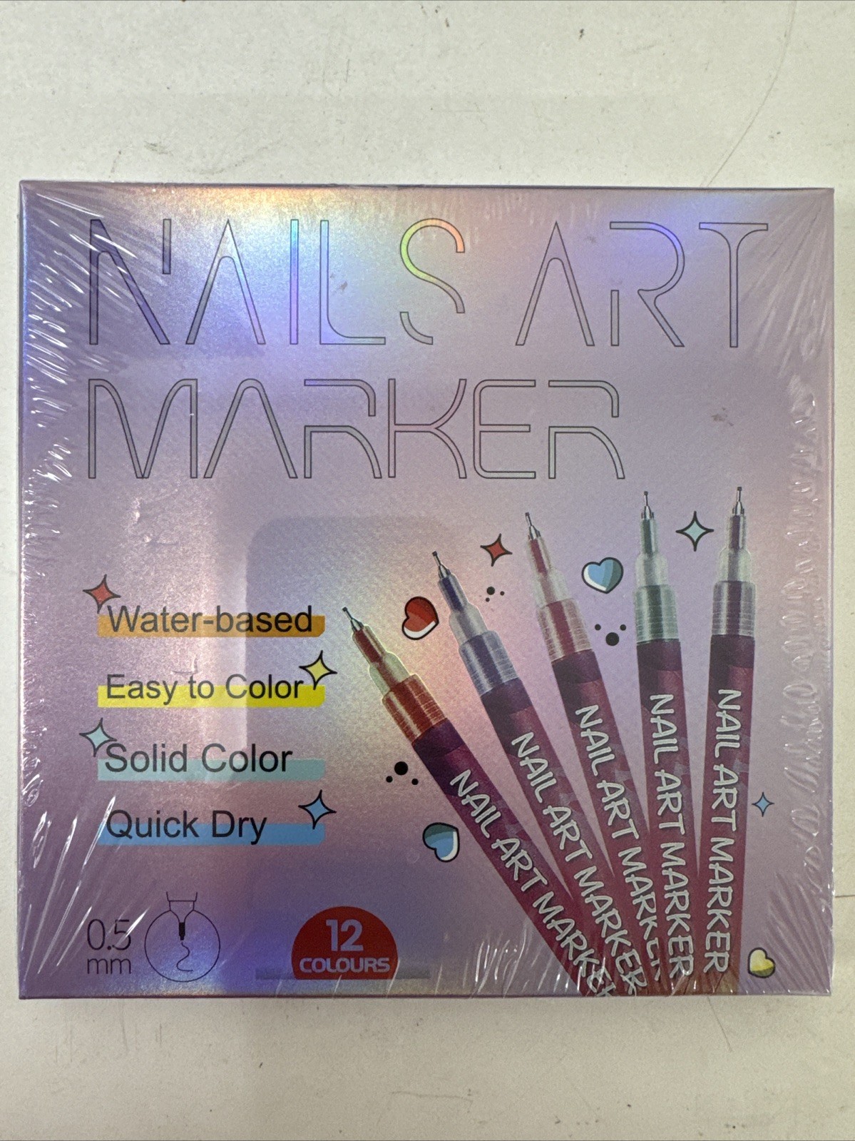 nails art marker- Water Based Easy To Color 12 Colors Quick Dry Solid Color