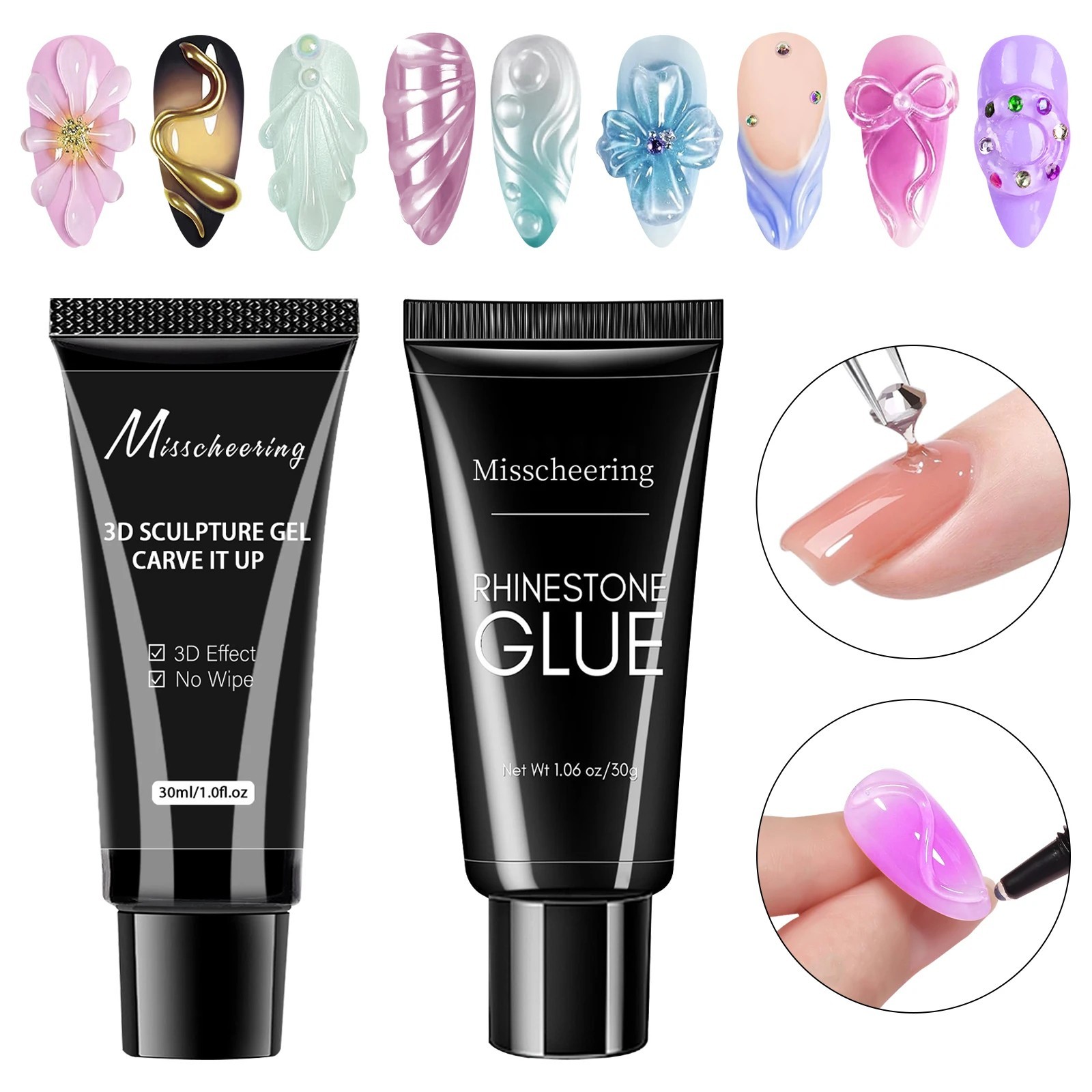 30g Nail Rhinestone Glue Super Strong Gel for 3D Nail Art Gems