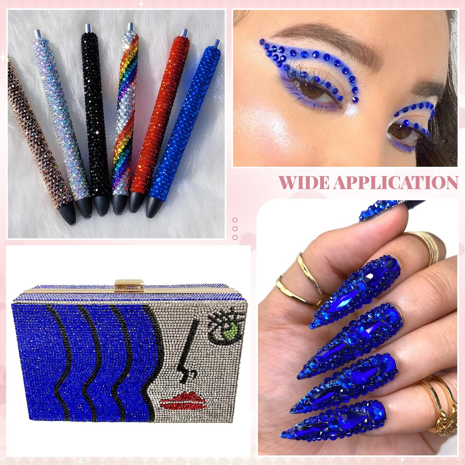 1440pcs Crystal Sapphire Rhinestones FlatBack Glitter Gems for 3D Nail Art Decor