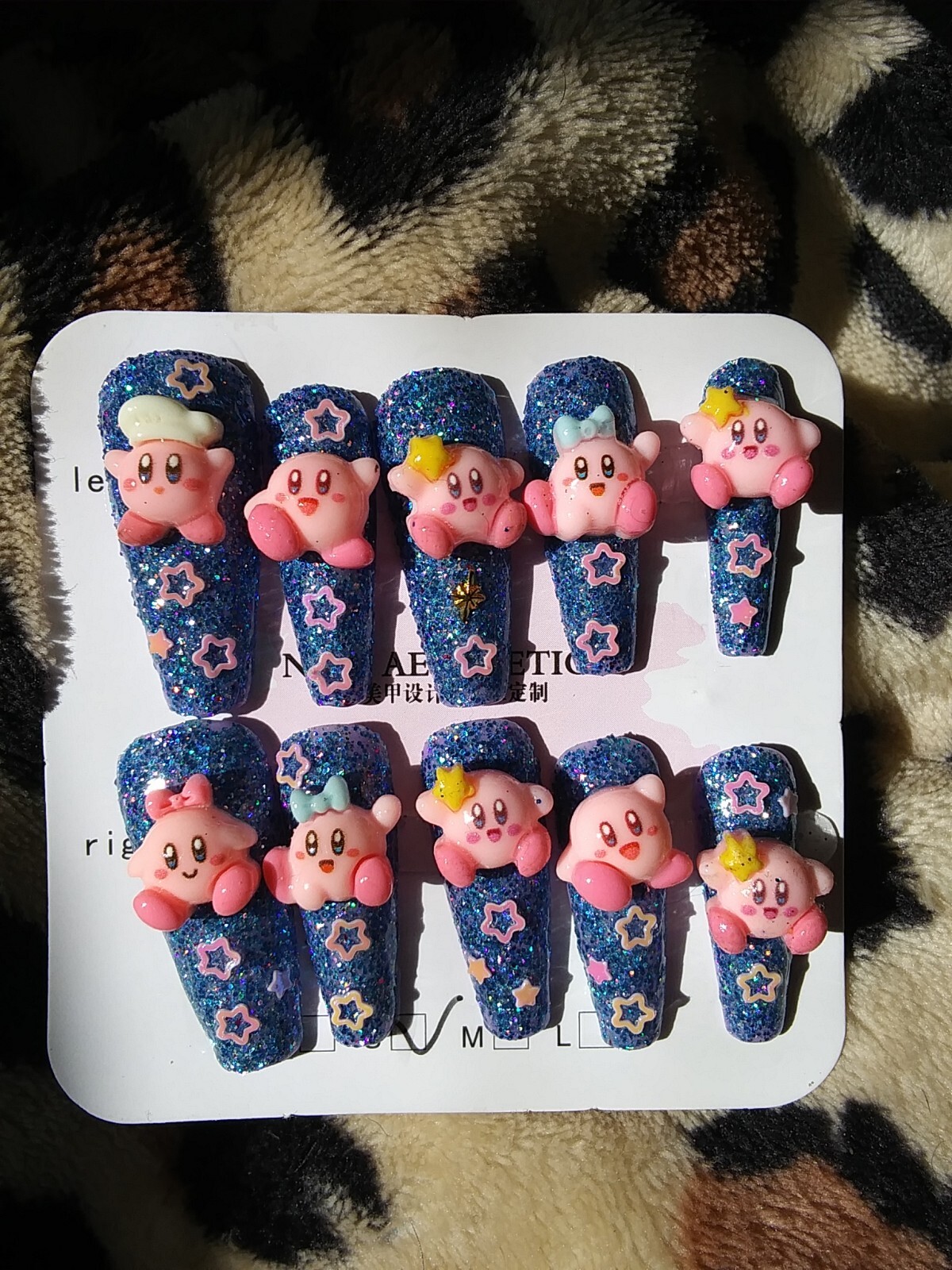 Kirby theme Hand made press on nails, medium A 10pcs nails Set Size: m