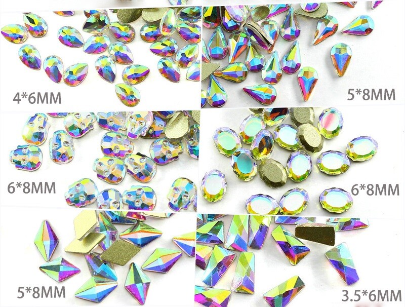 100pcs Nail Art Rhinestones Glitter Diamond Crystal Gems 3D Tips DIY Decoration
