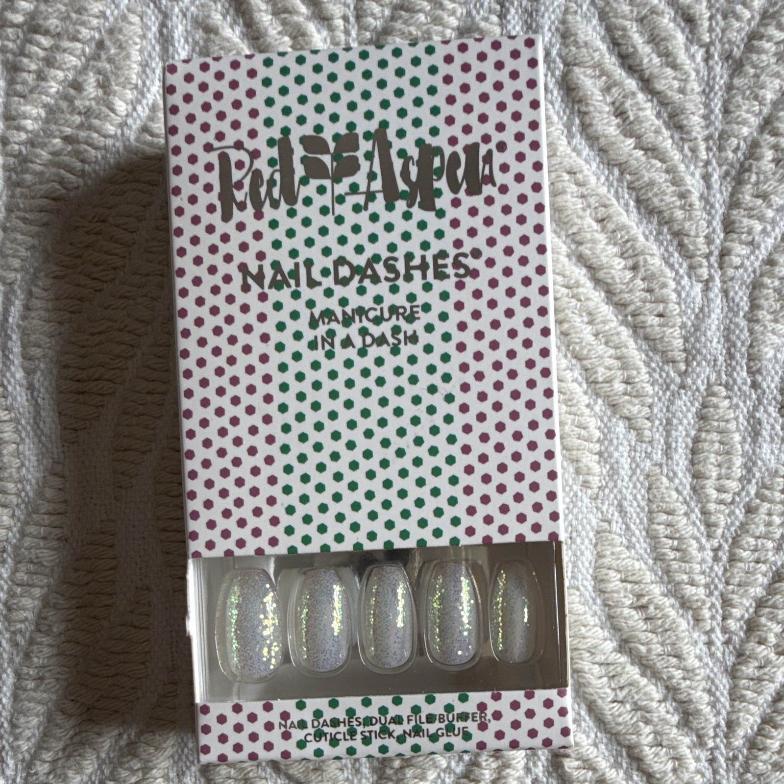 Red Aspen Nail Dashes Press-On Nails Lot of 3 Pre-Designed Glue Incl