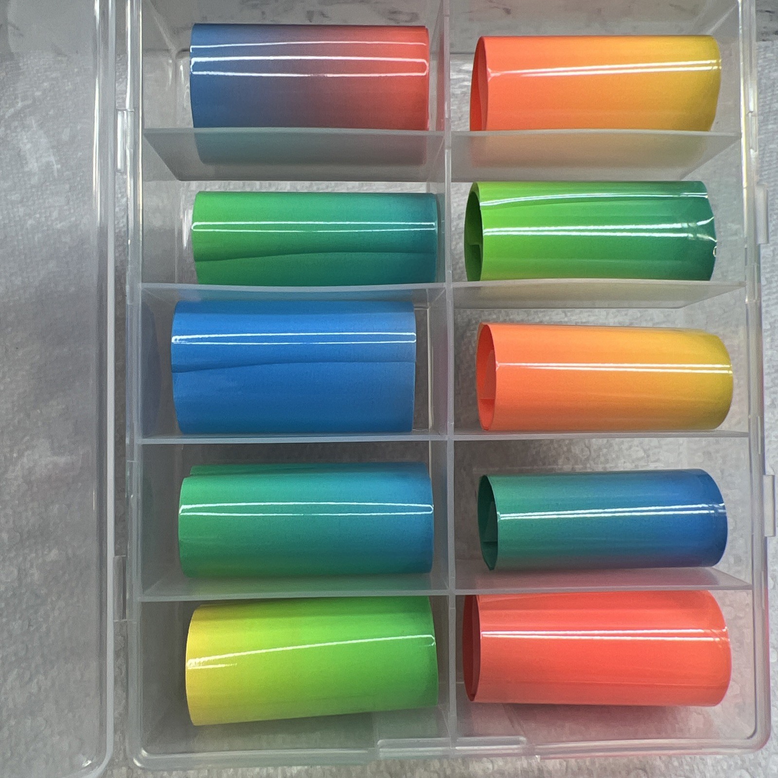 10 Piece Ombré Nail Transfer Foil/Bright Vibrant Colors