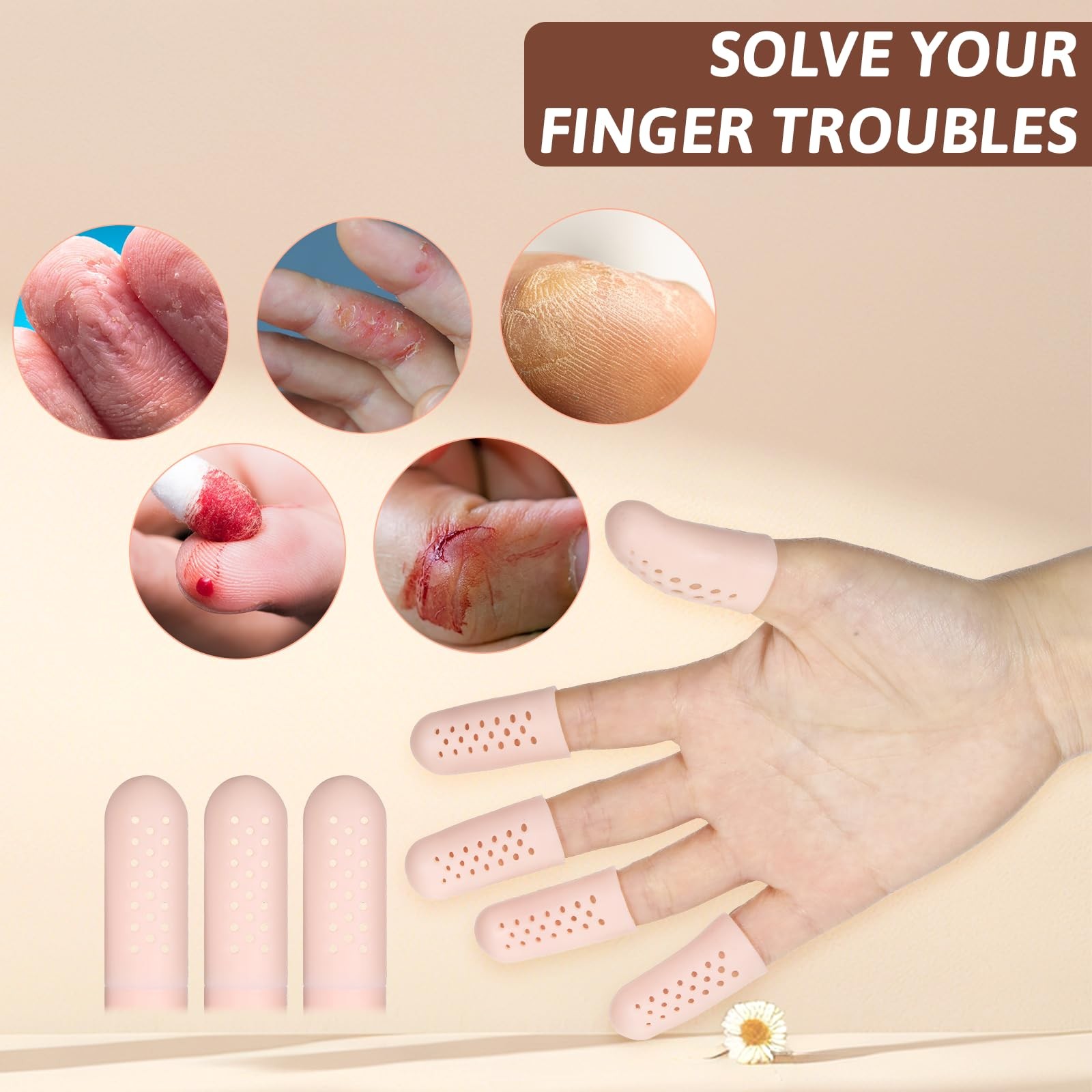 12 Pcs Gel Finger Cots with Air Holes, Breathable Silicone Finger Protectors …
