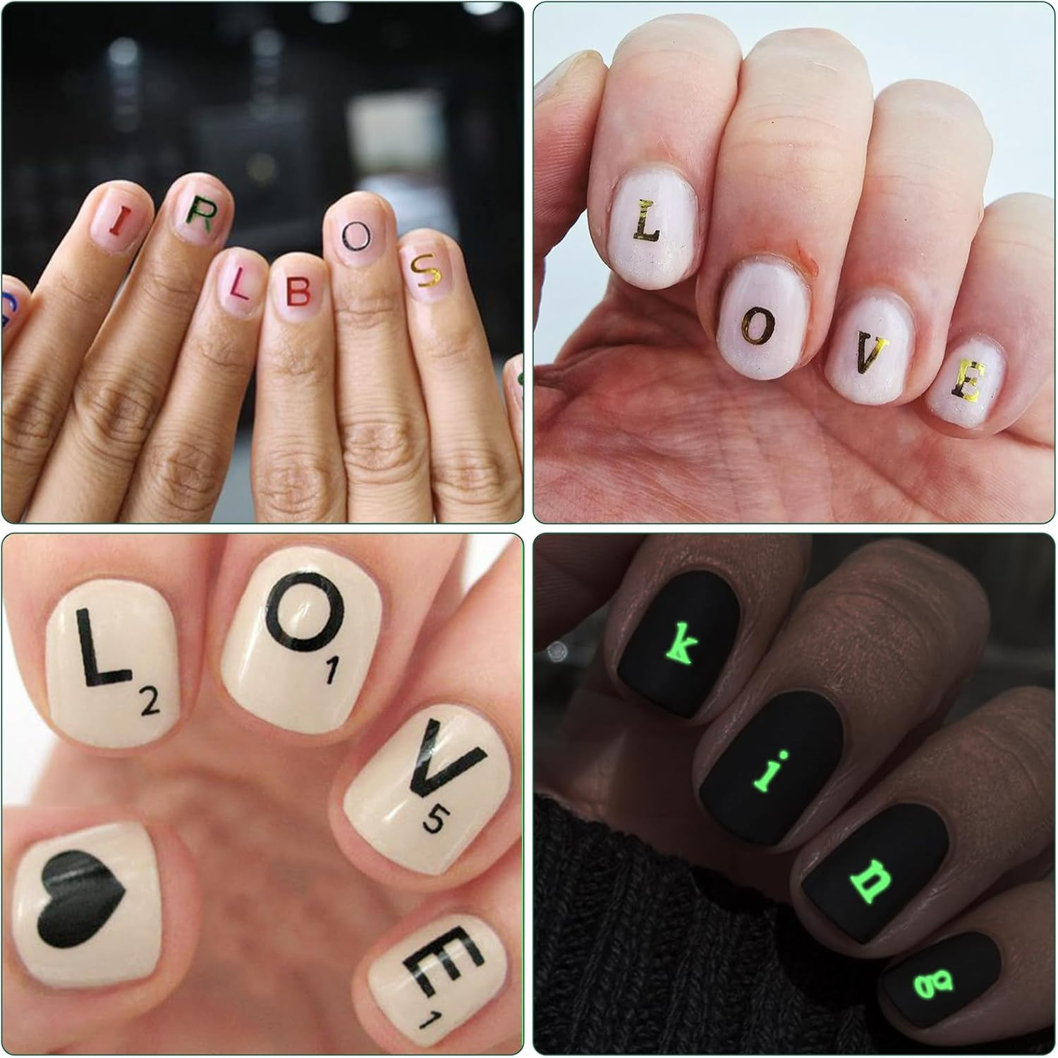 Letter Nail Art Stickers – 3D English Alphabet Nail Decals for DIY Part of Fluor