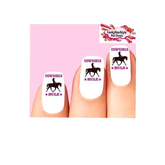 Waterslide Western Cowgirl Nail Decals Set of 20 – Cowgirls Rule Riding Horse