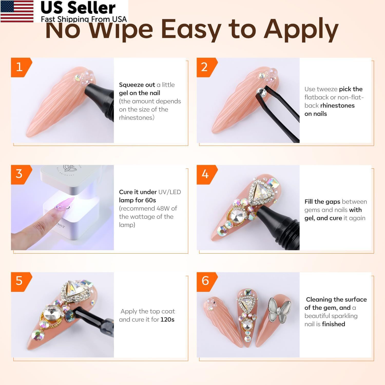 Modelones 4-in-1 Rhinestone Glue 30g Super Strong Press On Nails Gem Art Glue